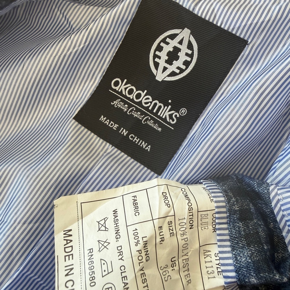 Akademiks Blazer Multi‎ Gingham Checkered Navy Sport Coat Brioni Style Academia - Picture 9 of 12